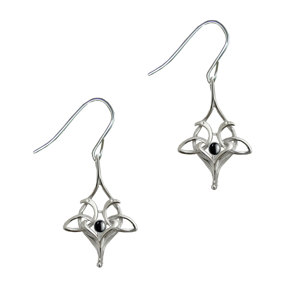 Sterling Silver Drop Dangle Celtic Knot Earrings With Hematite